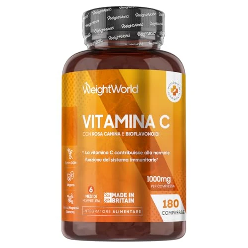 Begrenztes Angebot: Vitamin C 1000mg pro Tablette - 180 vegane Tabletten für 6 Monate - Vit C als L-Ascorbinsäure mit Bioflavonoiden & Hagebutte - WeightWorld von 9.99 EUR auf 8.49 EUR (Rabatt 15%)