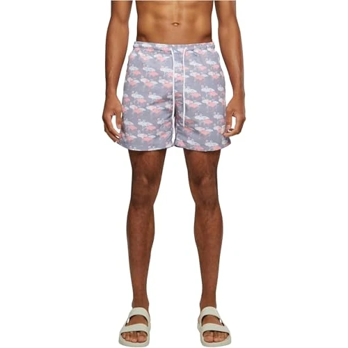 URBAN CLASSICS Bañador Hombre Bermudas Cortos, Shorts de Baño para Natación, Secado Rápido para Vacaciones, Color: flamingo aop, Talla: 4XL