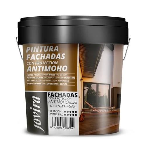 Oferta limitada: JOVIRA PINTURAS PINTURA FACHADAS ANTIMOHO. Repelente al agua, impermeable y anti fisuras. (4 Litros, Blanco) A-10 de 25.92 € a 25.92 € (ahorro 0.00%)
