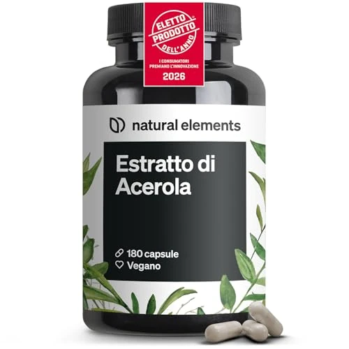 Offerta a tempo: Estratto di Acerola con vitamina C – ad alto dosaggio, vegano – 180 capsule per 6 mesi – 165 mg di vitamina C da estratto di Acerola per capsula – senza additivi indesiderati - 10% da 16.99 € a 15.29 €
