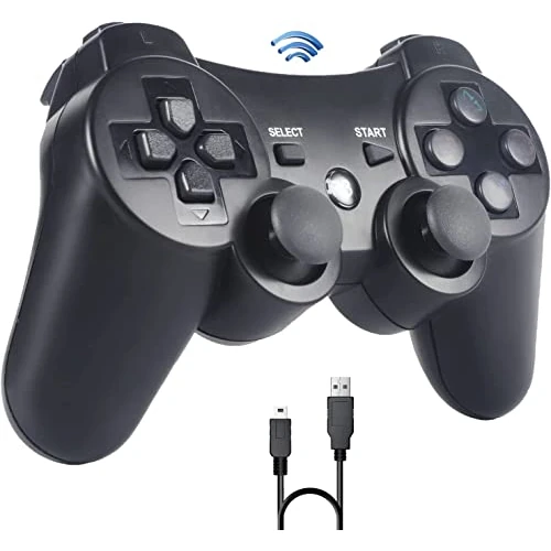 Sefitopher Controller voor PS3, Wireless Controller Compatible for Playstation 3 Bluetooth Gamepad met Double Shock, oplaadkabel
