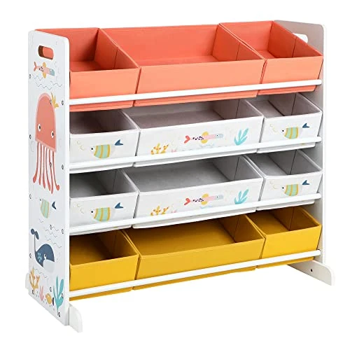 Offerta a tempo: SONGMICS Scaffale per Giocattoli, Mobile Cameretta con 12 Contenitori in Tessuto TNT per Giochi e Libri, Organizzatore Giochi per Bambini, Stanza dei Giochi, Multiuso, Bianco GKRS04WT - 20% da 49.99 € a 39.99 €