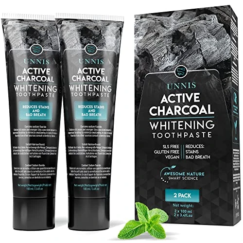 Offerta a tempo: UNNIS Dentifricio al Carbone con Fluoro (1450 ppm) 100 ml (Confezione da 2) - 0.00% da 15.99 € a 15.99 €