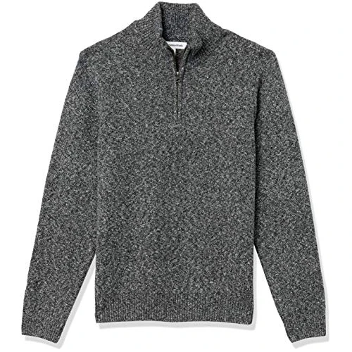 Limitiertes Angebot: Amazon Essentials Herren Soft-Touch-Pullover mit Viertelreißverschluss und Langen Ärmeln, Dunkelgrau Merl, M von 23.20 EUR auf 21.30 EUR (Spare 8%)