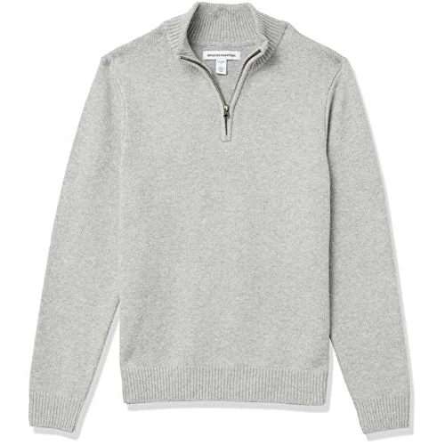 Limitiertes Angebot: Amazon Essentials Herren Soft-Touch-Pullover mit Viertelreißverschluss und Langen Ärmeln, Hellgrau, XXL von 23.20 EUR auf 19.72 EUR (Spare 15%)