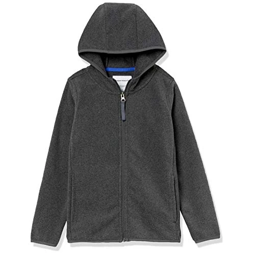 Amazon Essentials Polar Fleece jack met capuchon voor peuters, met volledige rits, houtskool, 4T