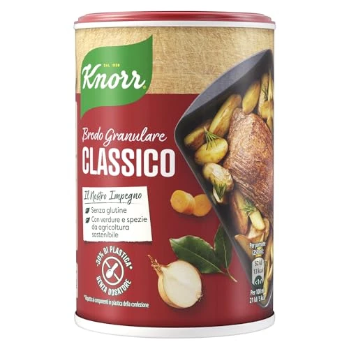 Knorr Brodo Granulare Classico - Brodo Vegetale Sostenibile, Senza Glutine, Lattosio e Conservanti, Ricco di Sapore, Ideale per Zuppe e Carne alla Griglia