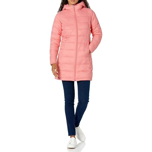 Amazon Essentials Piumino da Donna Leggero Impermeabile Ripiegabile con Cappuccio (Disponibile in Taglie Forti), Rosa, XS