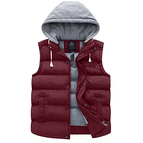 Offre limitée : Wantdo Femme Epaise Gilet à Capuche Veste pour Hiver Rouge Vineux XL de 29.99 € à 29.99 € (0.00% de remise)