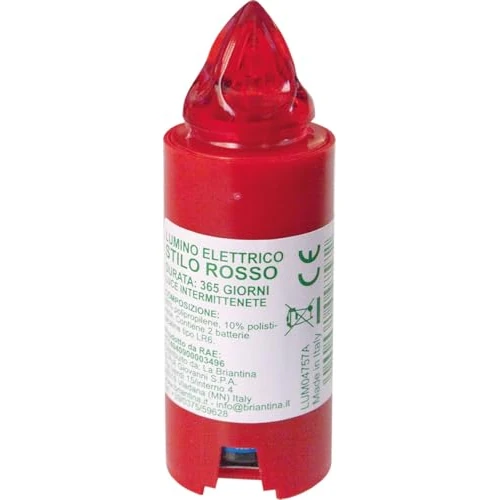 La Briantina Elektrisch led-theelichtje, levensduur 365 dagen, rood met radiolicht, 9,5 x Ø 3,3 cm