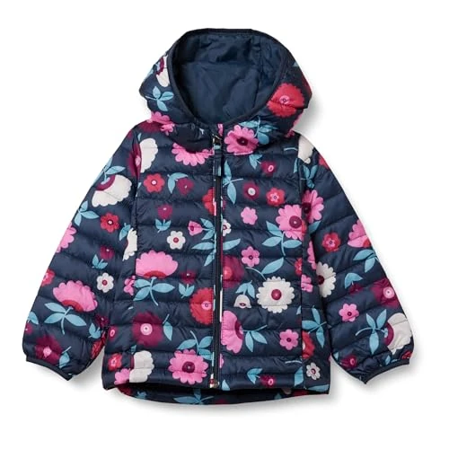 Offerta a tempo: Amazon Essentials Piumino Leggero con Cappuccio Impermeabile e Ripiegabile Bambine e Ragazze, Blu Marino Floreale, 2 Anni - 0.00% da 25.79 € a 25.79 €