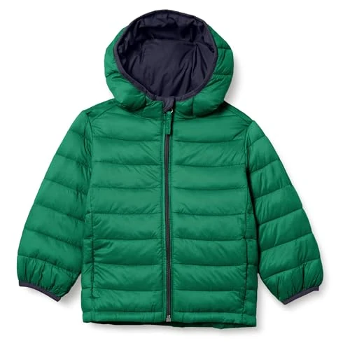 Amazon Essentials Chłopięca lekka, wodoodporna kurtka puchowa z kapturem, zielona, L