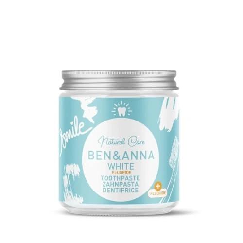 Zeitlich begrenztes Angebot: BEN & ANNA WHITE mit Fluorid - Natürliche Zahnpasta im Glas - Aktivkohle Whitening, Vegan, Natürlicher Minz Geschmack - Zahnpasta in der Dose, Weiße Zähne - 1er Pack von 4.99 € auf 4.99 € (0.00% Rabatt)