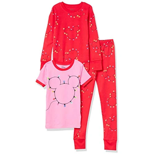 Amazon Essentials Disney | Marvel | Star Wars Girls' Pyjama Set, Mickey Holiday, 2 Years