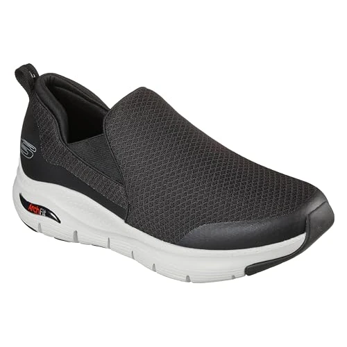 Skechers Buty sportowe Arch Fit Mesh Twin Gore Slip On Low Top, Czarna siatka, białe wykończenie syntetyczne, 46 EU