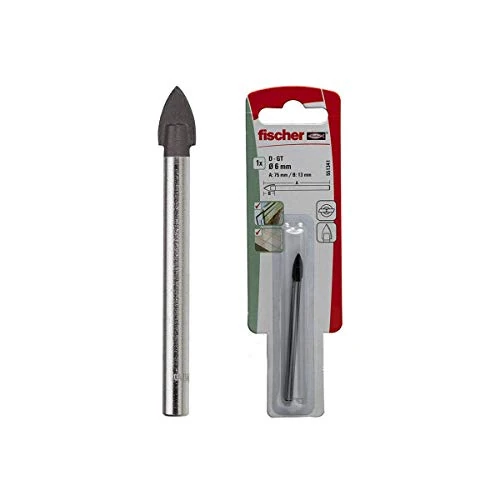 Offerta a tempo: Fischer Punta per vetro, ceramica e piastrella con tagliente in metallo duro per vetro e ceramiche D-GT PV 8 K, 551343 - 24% da 10.45 € a 7.90 €
