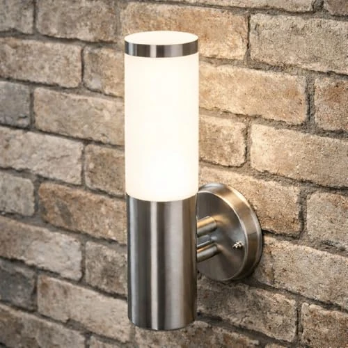 Offerta a tempo: CGC Lighting Lampada da Parete Esterna in Acciaio Inox, Colore Argento, per Esterni, Giardino e Veranda - 0.00% da 30.03 € a 30.03 €