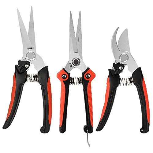 Oferta limitada: J&D Set de Podadora Jardín, Podadoras Manuales Profesionales Podadoras de Derivación Tijeras de Flores Podar para Trabajo de Jardinería, Cerradura de Resorte de Hoja de Acero Inoxidable - 3 Piezas de 16.99 EUR a 16.99 EUR (ahorro 0%)