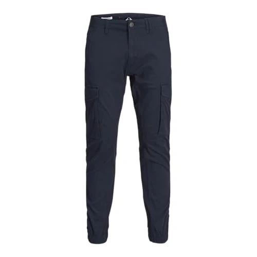 JACK & JONES Men Pants Cargo Jogger Trousers PAUL FLAKE AKM 542 Twill Stretch, Colours:Navy, Pant Size:27W / 30L
