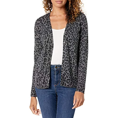 Oferta limitada: Amazon Essentials Jersey Ligero con Cuello de Pico (Disponible en Tallas Grandes) Mujer, Carbón Mezcla Animal, XS de 23.90 EUR a 23.90 EUR (ahorro 0%)
