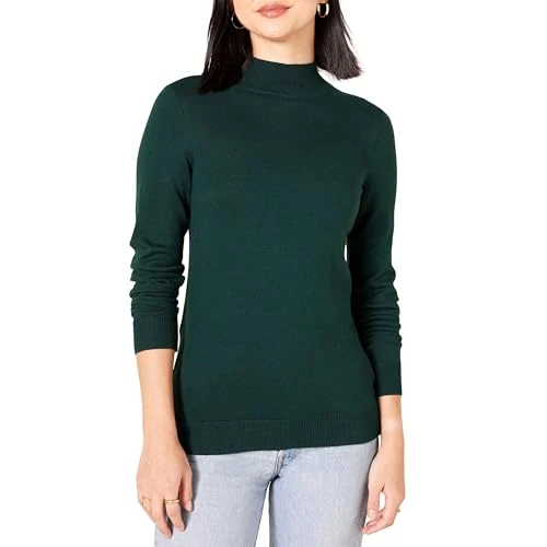 Amazon Essentials Maglione Leggero con Collo a Lupetto (Disponibile in Taglie Forti) Donna, Verde Bosco, L