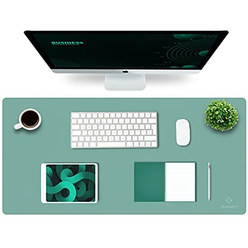 Limited-time offer: K KNODEL Large Office Leather Desk Mat, Mouse and Keyboard Pad, Computer and Laptop Mat, Desktop Protector and Cover, Writing Pad and Blotter (90x43cm, Green) from 15.99 GBP to 13.59 GBP (save 15%)