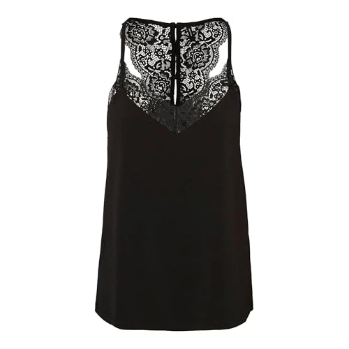 Offerta a tempo: Vero Moda Vmana S/L Lace Top Noos, Top Donna, Nero, S - 40% da 29.99 € a 18.09 €