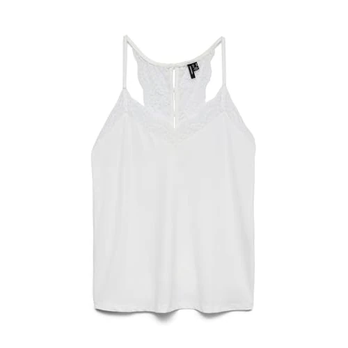 VERO MODA Vrouwelijke top VMANA S/L LACE TOP GA NOOS, wit (snow white), M