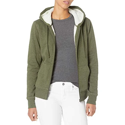 Oferta limitowana: Amazon Essentials Women's Kurtka z kapturem, zamkiem błyskawicznym i podszewką Sherpa (dostępna w wersji Plus Size), Oliwkowy wrzos, XS z 126.47 zł na 126.47 zł (oszczędź 0.00%)