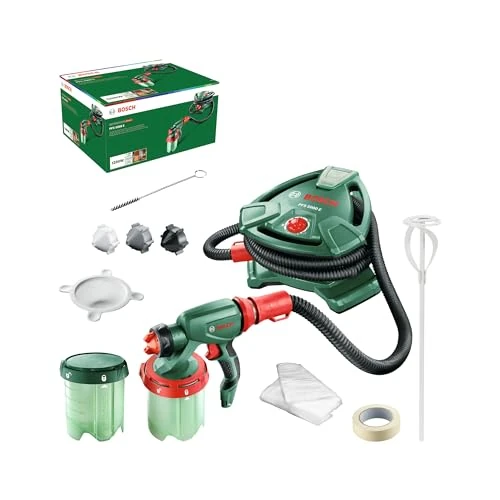 Bosch Paint Sprayer System PFS 5000 E (1200 W, 2x Paint Tanks 1000 ml, Nozzles for Wall Paint, Lacquers, Glazes, in Cardboard Box) - Amazon Edition