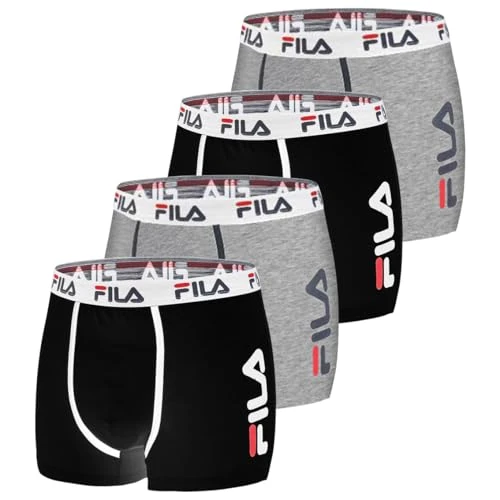 Offerta a tempo: FILA Boxer Uomo Cotone, ultra morbido, antiscivolo, set di 4, Nero, Grigio, Taglie M - 33% da 39.90 € a 26.75 €