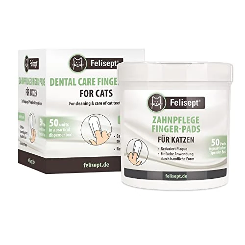 Limited-time offer: Felisept Cat Dental Care 50 Finger Pads for Cats - Cat teeth cleaning - Cat plaque remover & promote fresh breath - Finger cots for effective teeth cleaning and oral hygiene from 8.12 £ to 8.12 £ (save 0.00%)
