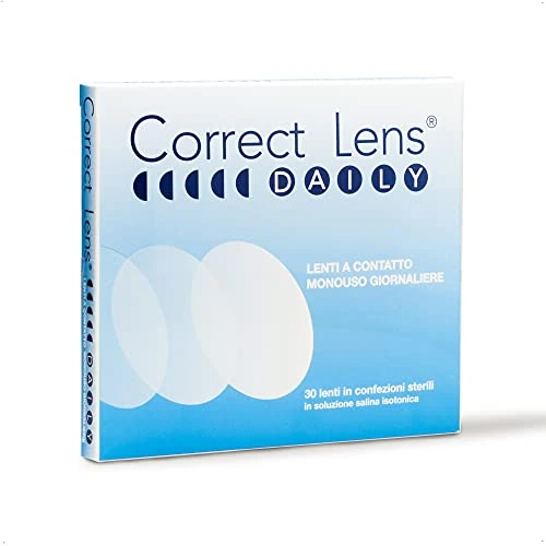 Offerta a tempo: Correct Lens, Daily Lens, Lenti a Contatto Giornaliere per Miopia, Lenti a Contatto Usa e Getta Sicure e Facili da Applicare, Diottrie -3,25, Confezione da 30 Lenti Monouso — 41% da 16,90 € a 9,89 €