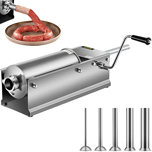 Offerta a tempo: VEVOR - Macchina per salsicce da 5 l, riempimento di salsiccia orizzontale per salsicce, per la casa e l'uso commerciale in acciaio inox - 0.00% da 126.90 € a 126.90 €