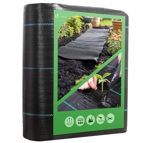Offerta a tempo: VOUNOT® Telo Pacciamatura 2m x 10m 100g/m², Telo Anti Erbacce per Orto, Giardino, Stabilizzazione UV, Nero - 0.00% da 16.99 € a 16.99 €