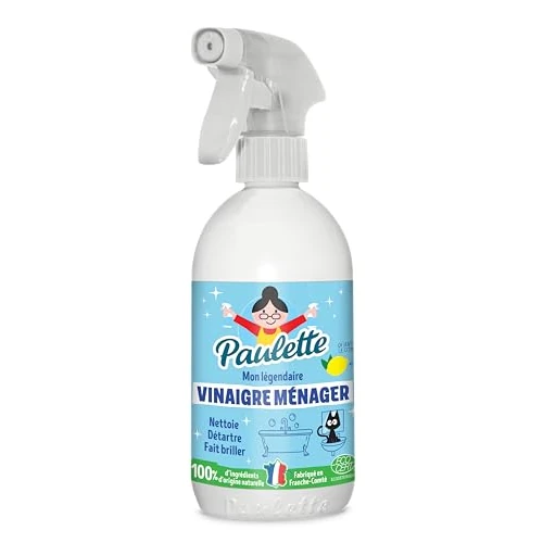 Paulette - Household Lemon Vinegar - Ecocert Multi-Surface Descaler Cleaner - Made in France - 500ml