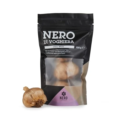 Offerta a tempo: NERO FERMENTO NV Aglio Nero prodotto con Aglio di Voghiera D.O.P. 120 gr (3-4 bulbi), Made in Italy,Senza Conservanti, Ideale da usare a crudo su insalate o paste fredde e per aromatizzare ogni piatto - 15% da 18.45 € a 15.68 €