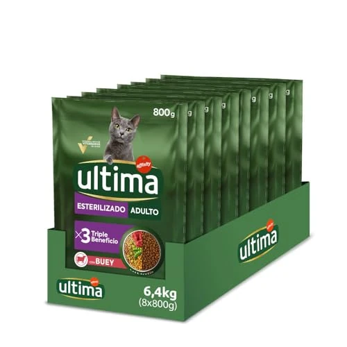 Oferta limitada: Ultima Esterilizado Adult Buey, Comida seca para gatos, Pack de 8 x 800g, Total 6,4kg de 47.92 € a 46.00 € (ahorro 4%)