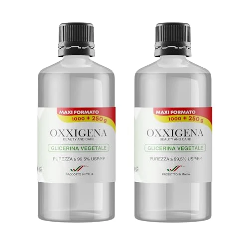Offre limitée : Oxxigena - Glycérine Végétale Liquide Pure 99,5% (Glycérol), 2 Flacon de 1 L (2,5 L), Base Neutre Full VG, Idéal pour Hydrater la Peau, les Cheveux et les Liquides, Insipide et Inodore de 29.90 € à 29.90 € (0.00% de remise)