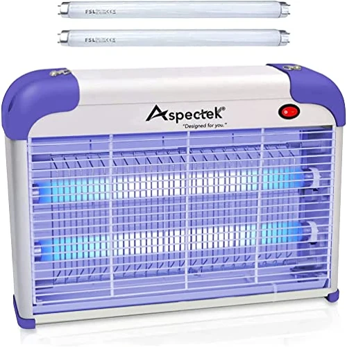 Limited offer: ASPECTEK Upgraded 20W Electronic Bug Zapper, Insect Killer - Mosquito, Fly, Moth, Wasp Killer for Indoor - Including 2 Pack Free Replacement Bulbs, Purple Bug Zapper, L, Bug Zapper & Electric from 42.85 EUR to 38.99 EUR (save 9%)