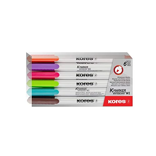 Limited offer: Kores - Coloured Whiteboard Marker Pens - K-Marker, Fine Tip with Low-Odour Ink - Dry Wipe Marker Pens - Back to School Supplies, Office Supplies - Pack of Assorted 6 Colours from 5.02 EUR to 5.02 EUR (save 0%)