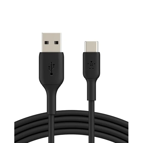 Belkin BoostCharge cable USB C, (cable USB-C a USB-A, cable USB Tipo C para iPhone 16, iPhone 15, Samsung Galaxy S24, S23, Pixel, iPad Pro, MacBook, Nintendo Switch y otros), 2 m, negro