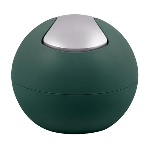Spirella Poubelle Salle de Bains Récipient à cosmétiques 1 Litre Finition Brillante ou Mate Boîte à ordures à Couvercle pivotant Poubelle à Table Vert foncé Mat