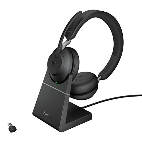 Offerta a tempo: Jabra Evolve2 65 Wireless PC Headset with Charging Stand, Ottimizzato per Microsoft Teams, Dongle USB-C+supporto, Nero, Stereo - 27% da 223.16 € a 162.99 €