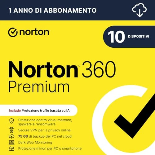Norton 360 Premium 2026| Antivirus 10 dispositivi| 1 anno|Digital Download