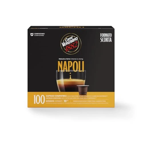 Caffè Vergnano 1882 Napoli Il est Spresso Coffee Capsule Compatible with Nespresso and Espresso1882 Very Pack of 100 Capsules