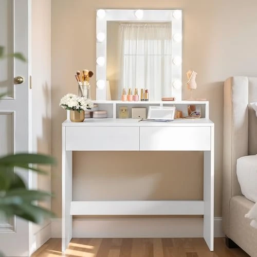 Offerta a tempo: VASAGLE KAILYN Collezione - Toeletta, Luce LED con Luminosità Regolabile — 27% da 99,99 € a 72,99 €