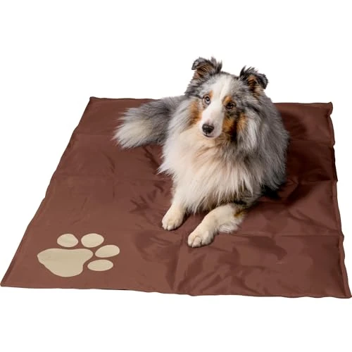 dobar 60421 - Alfombrilla de refrigeración para Perros (99,5 x 70 cm), diseño de Huellas, Color marrón