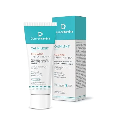 Dermovitamina Calmilene Crema Clin Atop - Crema Idratante - Per Pelle Secca - Attenua il Prurito, il Bruciore e l’Arrossamento della Pelle - Azione Emolliente Intensiva - Per Adulti e Bambini - 50 ml