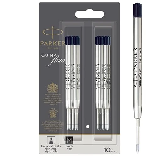 Tijdelijke aanbieding: Parker Vullingen voor balpennen | Middelgrote punt | Zwarte QuinkFlow-inkt | 10 stuks (verpakking kan variëren) van 29.49 € naar 14.91 € (49% korting)